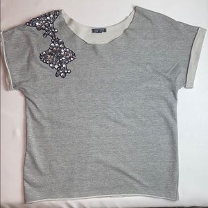 GRYPHON NEW YORK - SHORT SL EMBELLISHED SWEATSHIRT